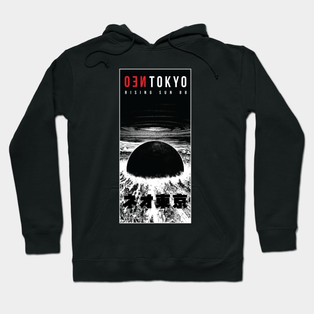 TOKYO Blast Rising Sun  |  ネオ東京 Japanese Vertical Design Hoodie by SALENTOmadness